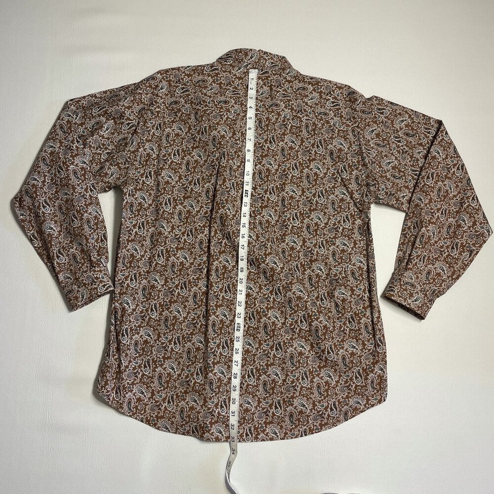 Cinch Shirt Men's Large Brown 100% Cotton Paisley Long Sleeve Button Up Western - Picture 9 of 13